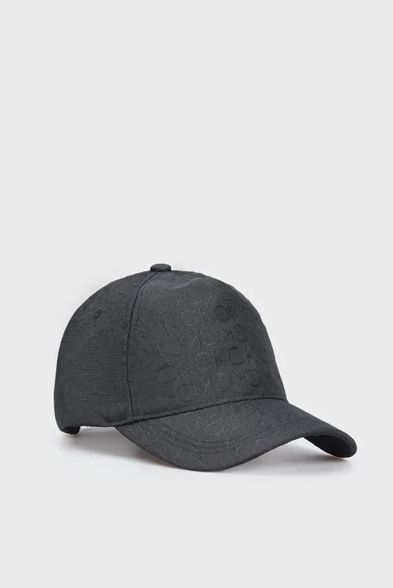Женская черная кепка с узором MONOGRAM JACQUARD CAP