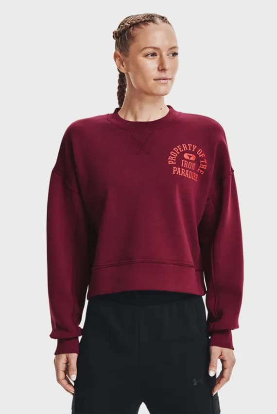 Женский бордовый свитшот UA Prjct Rock Fleece LC Crew