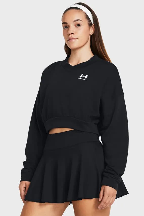 Женский черный свитшот UA Rival Terry OS Crop Crw