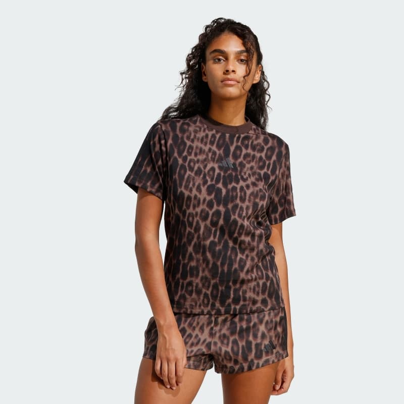 Футболка Seasonal Essentials Leopard Print with 3-Stripes