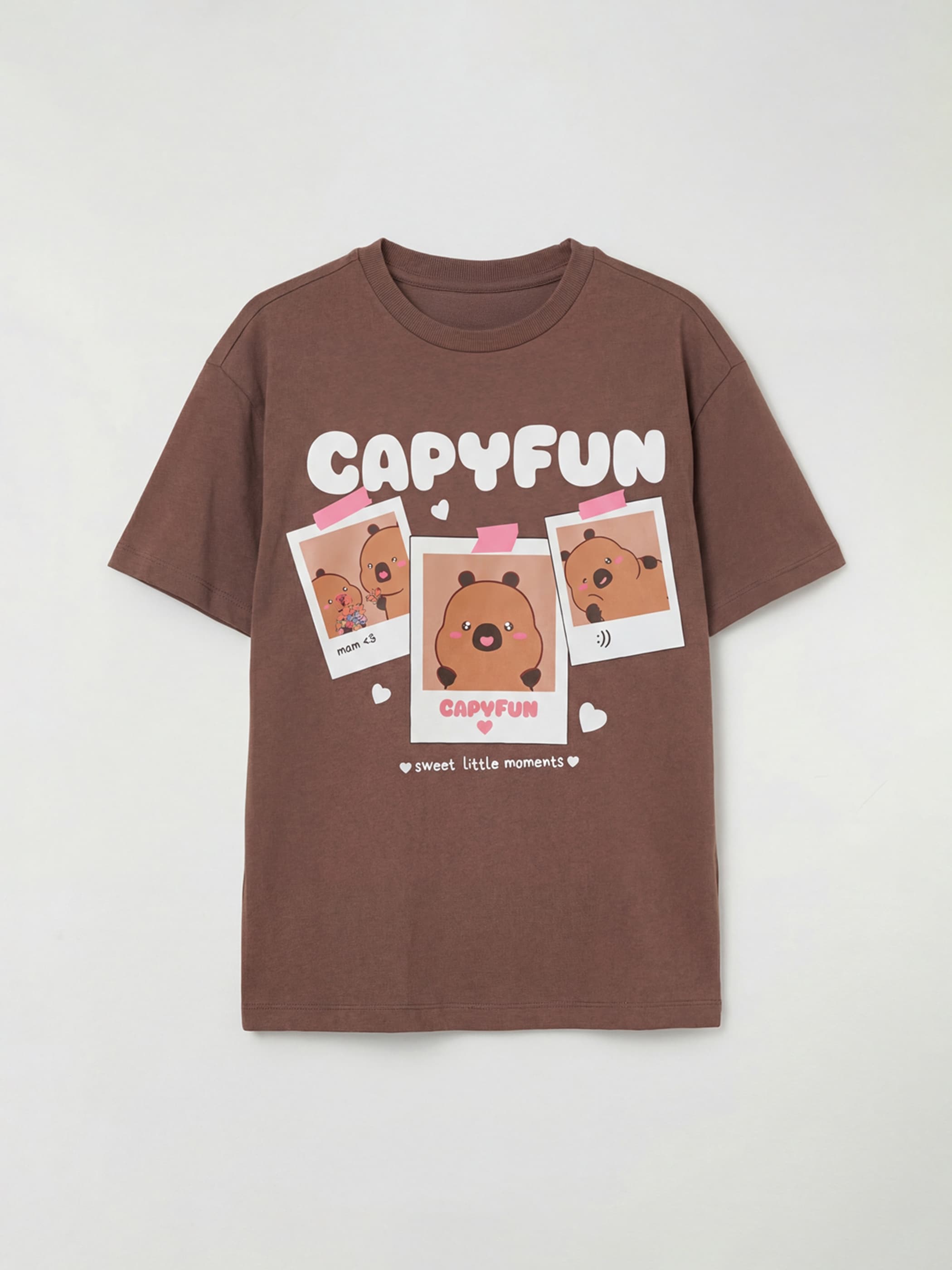 Футболка с круглым вырезом и принтом Capyfun для девочек