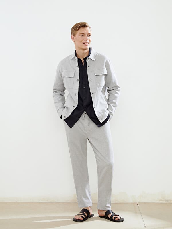 Мужские брюки Slim Fit из льняной смеси