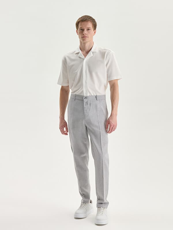 Мужские брюки Slim Fit из льняной смеси