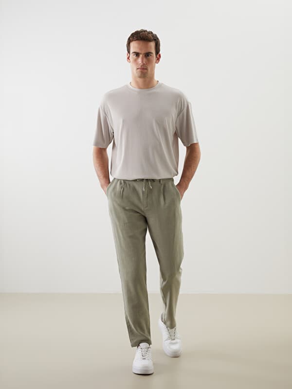 Мужские брюки Slim Fit из льняной смеси