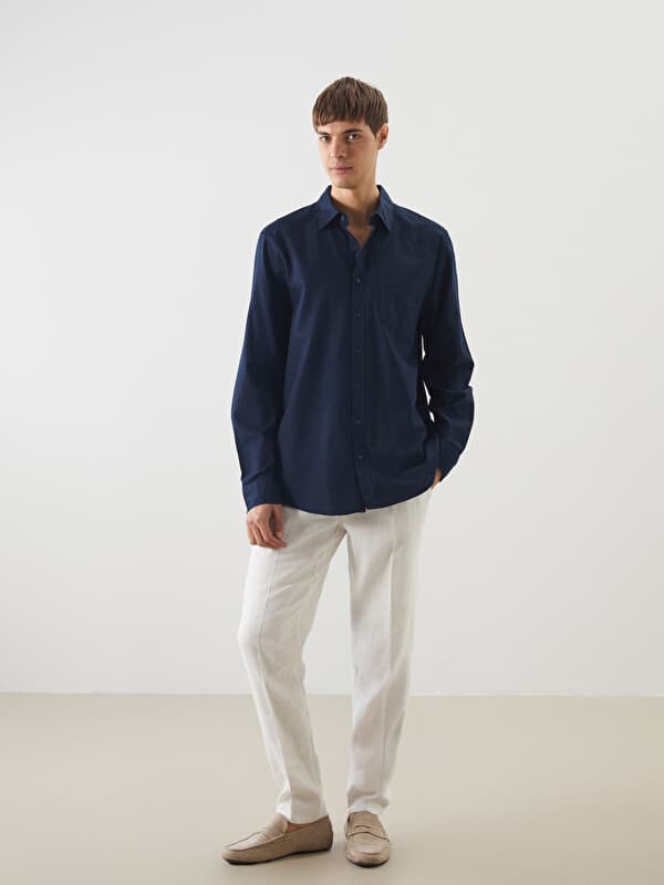 Мужские брюки Slim Fit из льняной смеси