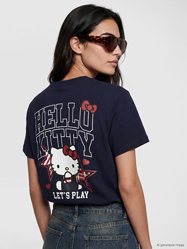 Женская футболка из 100% хлопка с принтом Hello Kitty