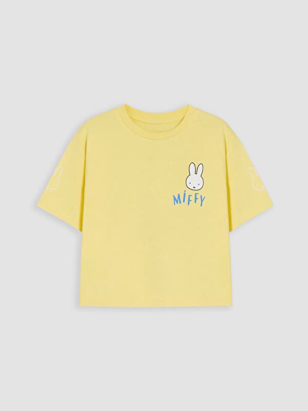 Футболка для девочек с принтом Miffy и круглым вырезом