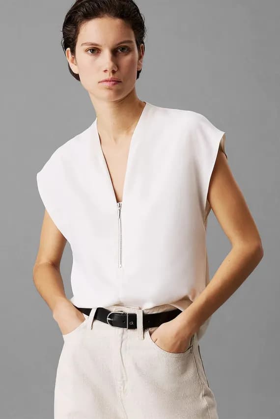 Блузка HEAVY GEORGETTE SS ZIP BLOUSE
