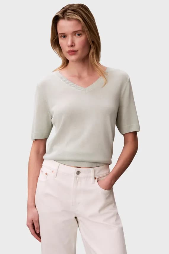 Топ FINE GAUGE VISCOSE VNECK TEE