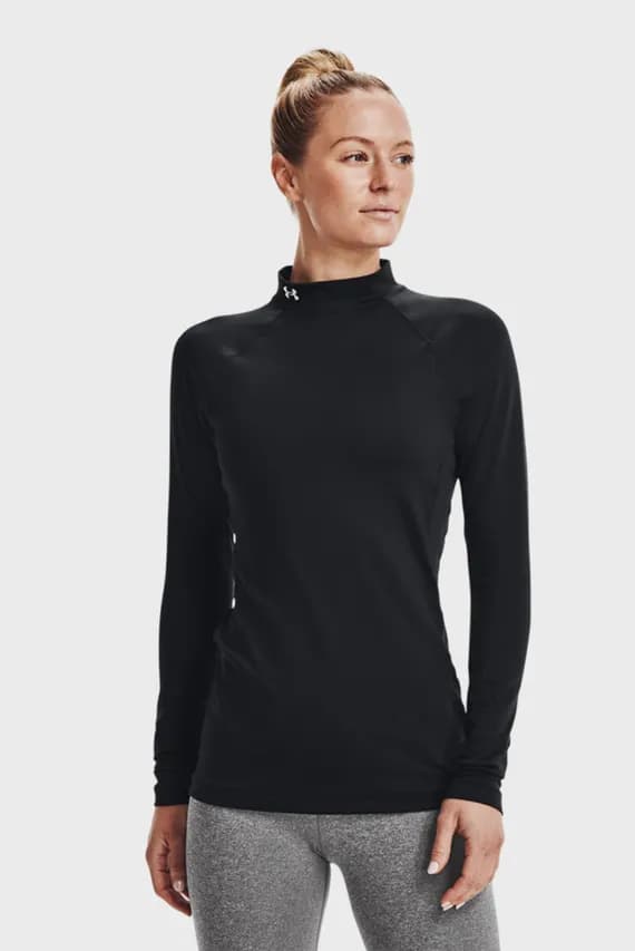 Женский черный лонгслив UA CG Authentics Mockneck-BLK