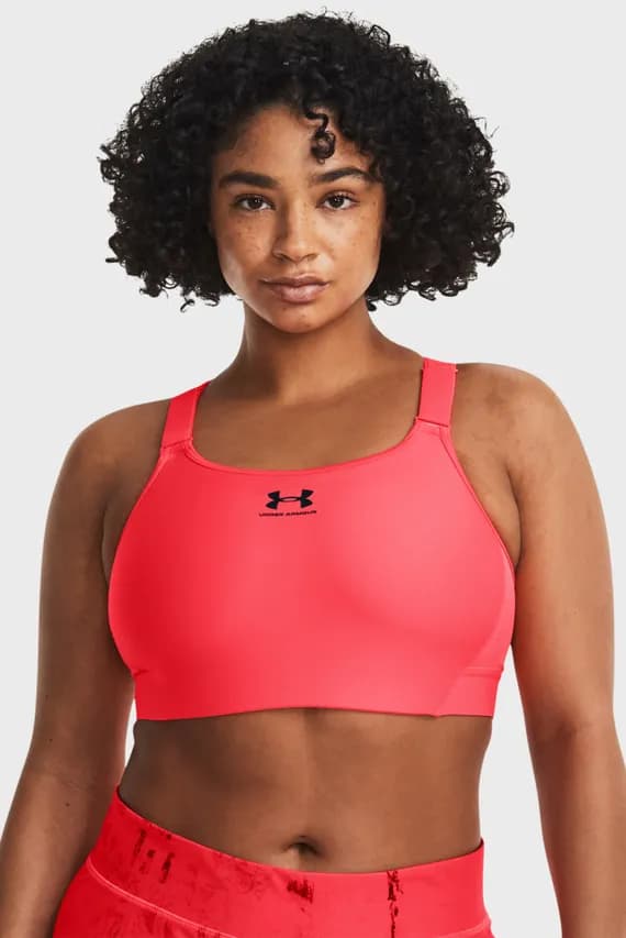 Женский коралловый спортивный топ UA HG Armour High-BLK