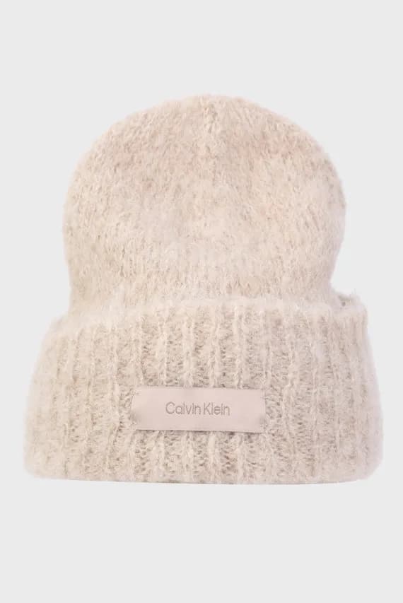 Шапка SATIN LABEL WOOL-BLEND BEANIE