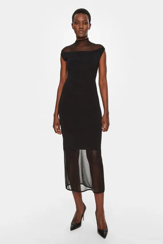 Платье SHEER VISCOSE KNIT MIDI DRESS