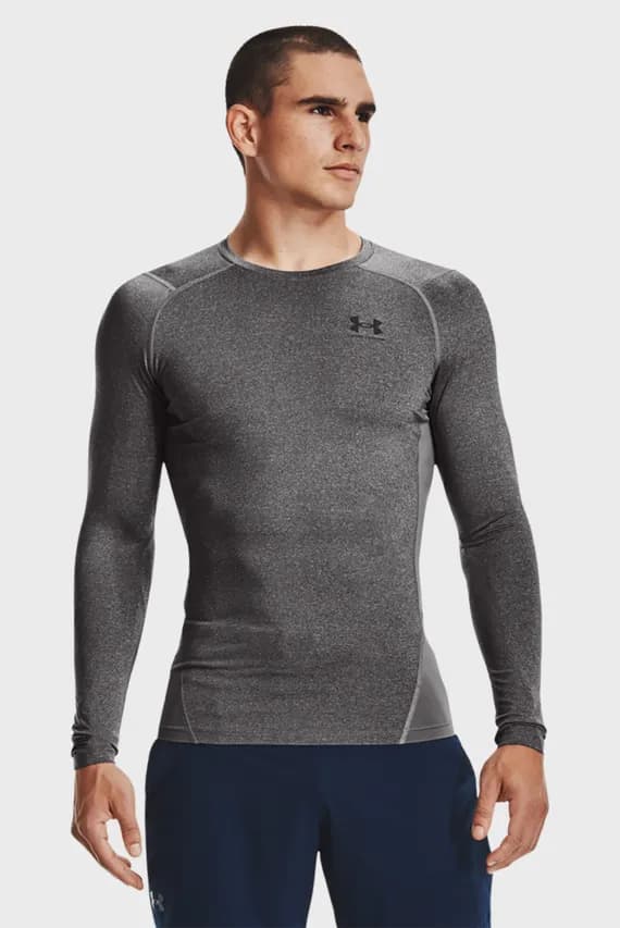 Мужской серый лонгслив UA HG Armour Comp LS
