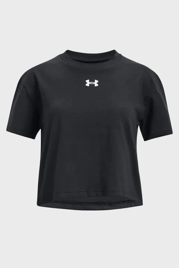 Детская черная футболка UA CROP SPORTSTYLE LOGO SS