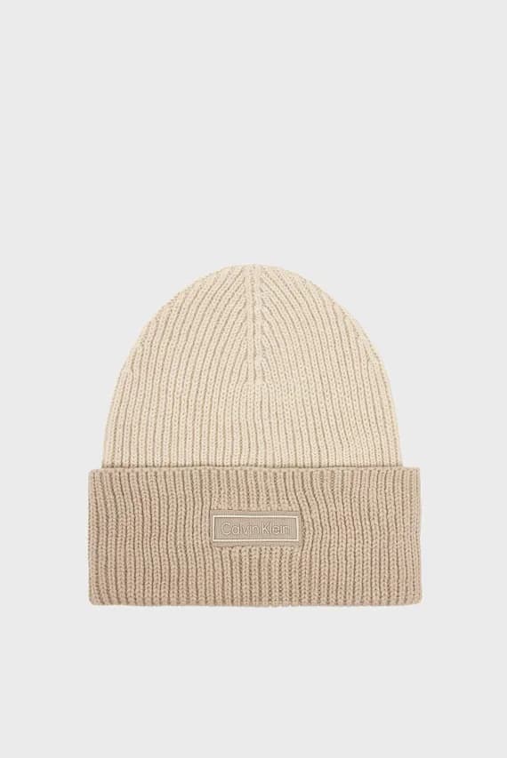 Шапка PATCH WOOL CHUNKY RIB BEANIE