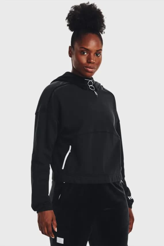 Женское черное худи UA Journey Fleece Hoodie