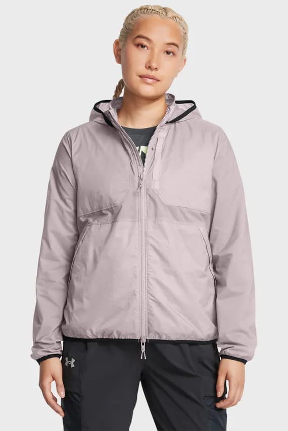 Женская серая ветровка UA Run Trail Jacket-GRY